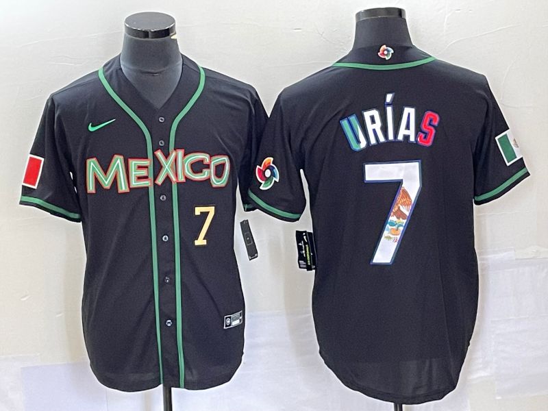 Men 2023 World Cub Mexico #7 Urias Black white Nike MLB Jersey11
